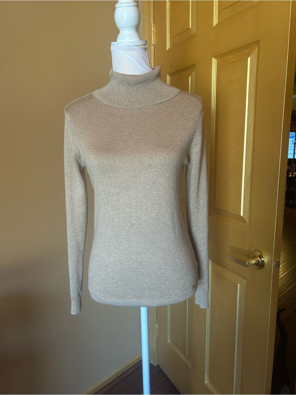 Calvin Klein gold metallic sweater.